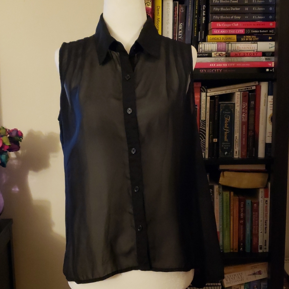 ❤️2 Ads/$20 - Sheer black sleeveless top